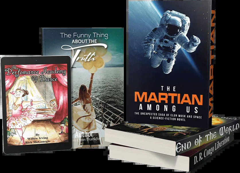 An abstract representation of Martians surrounding each other in a vibrant, otherworldly landscape